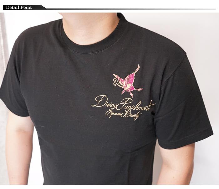 Battou Musume Karakuri Tamashii Japanese Pattern T-Shirt, Men's, Short Sleeve, Rin, 252138-20, Black-XL