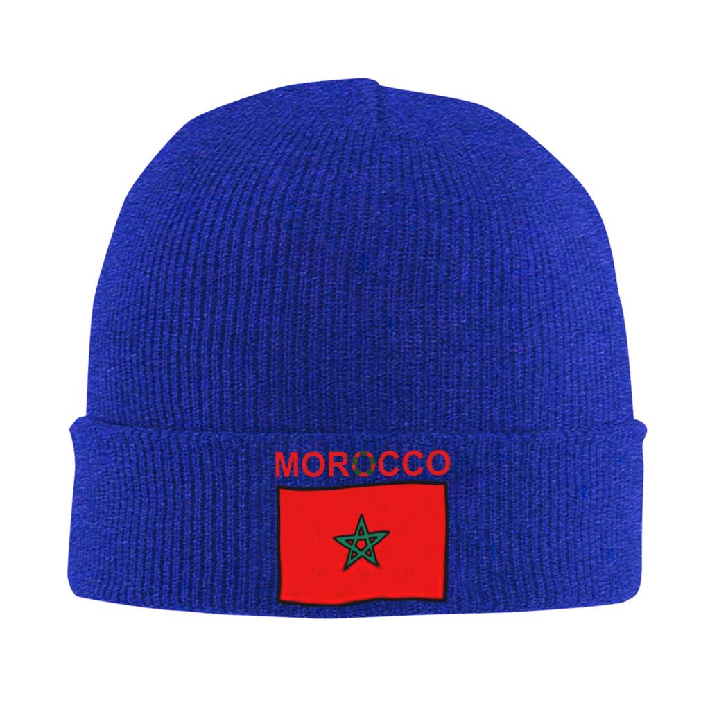 Morocco Flag Beanie Hats  Bonnet Hats FeUnisex Unisex Street Y2K Hippie Skullies Beanies Autumn Graphic Warm Caps