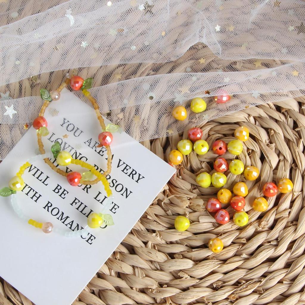 Retro Painted Czech Glass Lemon Pumpkin Flat Beads for DIY Jewelry Accessories
