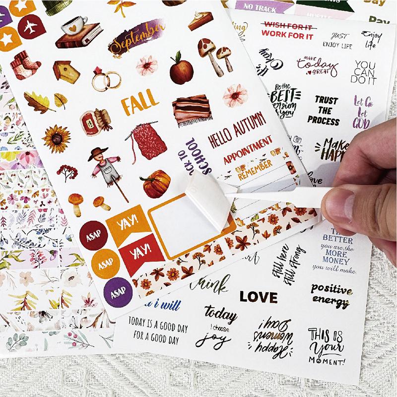 785Pcs Vintage Planner Decals Set Semi-Matte Paper Seals Reusable Irregular Shapes With 12 Month For Journaling English Language