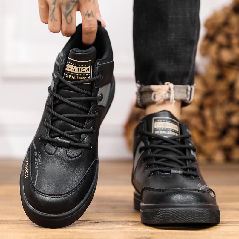 Men's Autumn Winter Snow Boots Waterproof Leather Sports Board Shoes Outdoor Brand Fashion Hiking Boots Work Shoes Flat Bottom