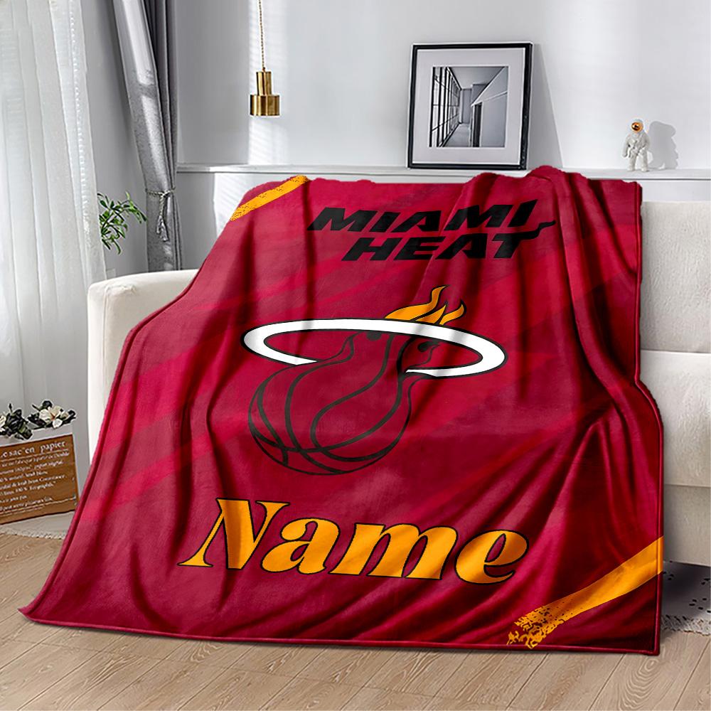 Miami Heat Poster Personalized Text Blanket Multi-purpose Customizable Blanket Ultra-Soft Throw For Bedding Office Livingroom Bed Ideal for All Season