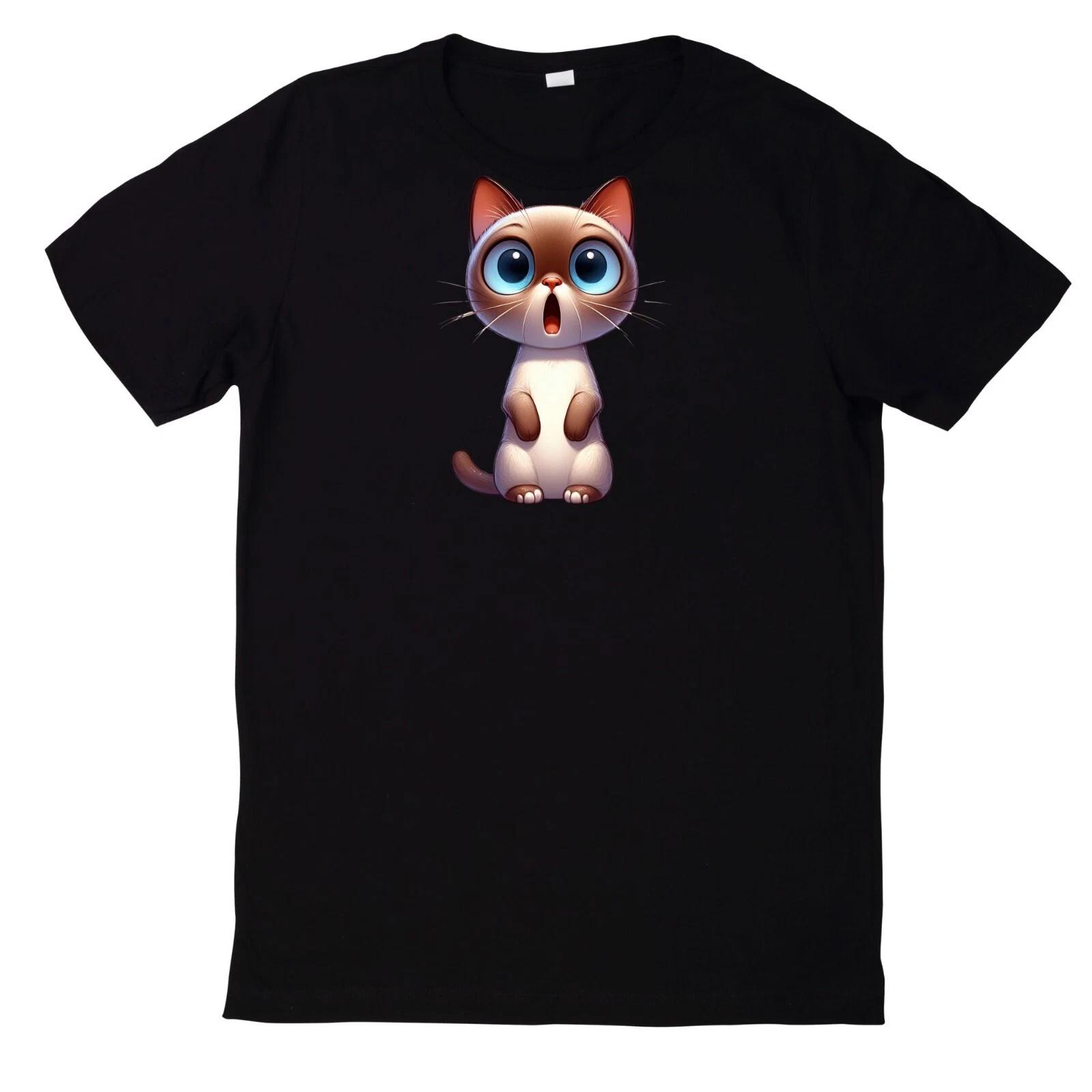 T-Shirt Lustige überraschte Katzen Motiv Baumwolle XL