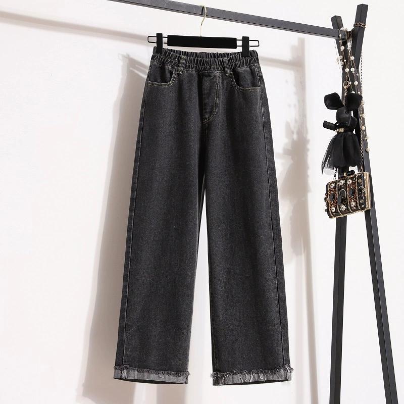 

Женские джинсы с высокой талией и широкими штанинами. Свободные прямые брюки на весну и осень. L