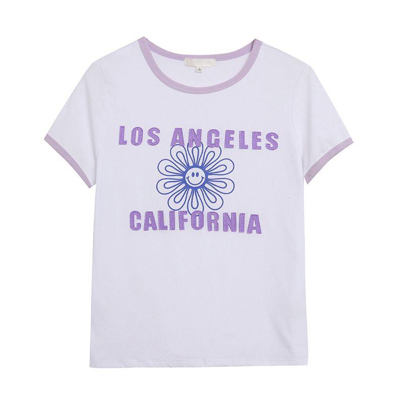 

Export Cool Summer Threaded Figure Flattering Fashion T-shirt Picture color D15-a1932 M