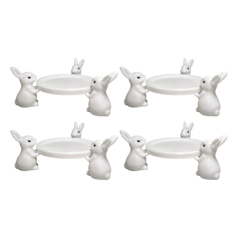 Cute Bunnies Design Decorative Tray 3D Printed Easter Rabbit Plate Cake Stand For Jewelry And Key Desk Organizers Decors