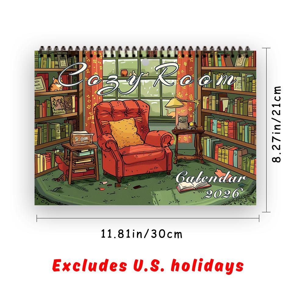 

1 шт., Календарь на 2026 год в причудливой тематике - Теплый и исцеляющий, 12 уникальных дизайнов, Настенный календарь, Подарок на день рождения, Рождество, Новый год