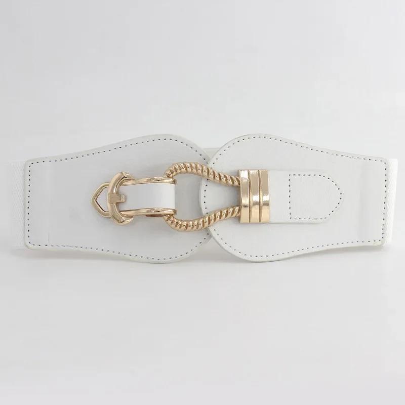 PU Leather Cummerbunds for Ladies Dress Sweater Stretchy Belts Fashion Elastic Waist Belt Women Wide Waistband Luxury Big Buckle