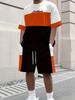Summer T-Shirt Men's Running Athletic Outfit Two-Piece Set Crew Neck Short Sleeve Top & Shorts Men's Plus Size T-Shirt
