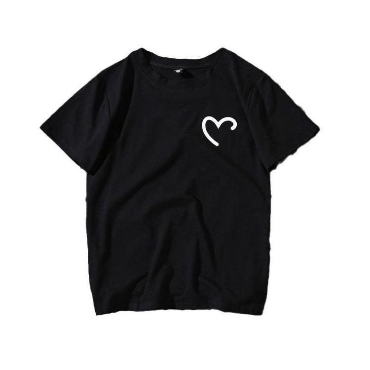 Trendy Hong Kong Style Harajuku Summer Clothing Oversize Tshirt Women Loose Short Sleeve Top Fat Girl Street Fried Heart Shape Print
