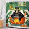 Funny Monkey Shower Curtain 72Wx72H Inch Tropical Palm Leaves Animal Bathing In Bathtub Modern Cool Shower Curtain Bathroom Set