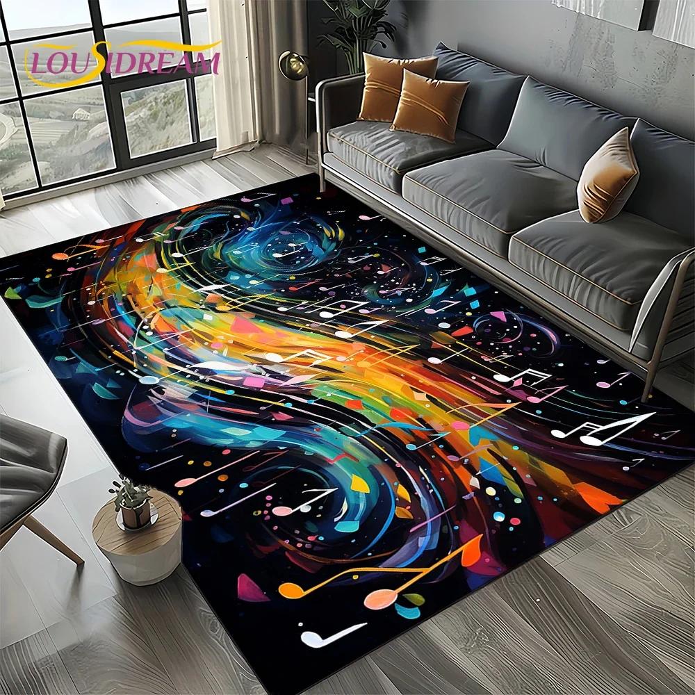 Dream Note Music Colorful Musical Score Cartoon Carpet Rug for Living Room Bedroom Home Sofa Decoration,Kid Non-slip Floor Mat
