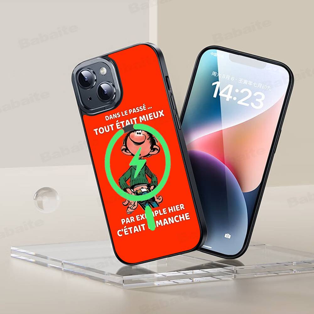 

Gaston Lagaffe Phone Case Magesafe Magnetic Wireless Charge Case For IPhone 16 11 12 13 14 15 Pro Max Plus Mini iPhone 14