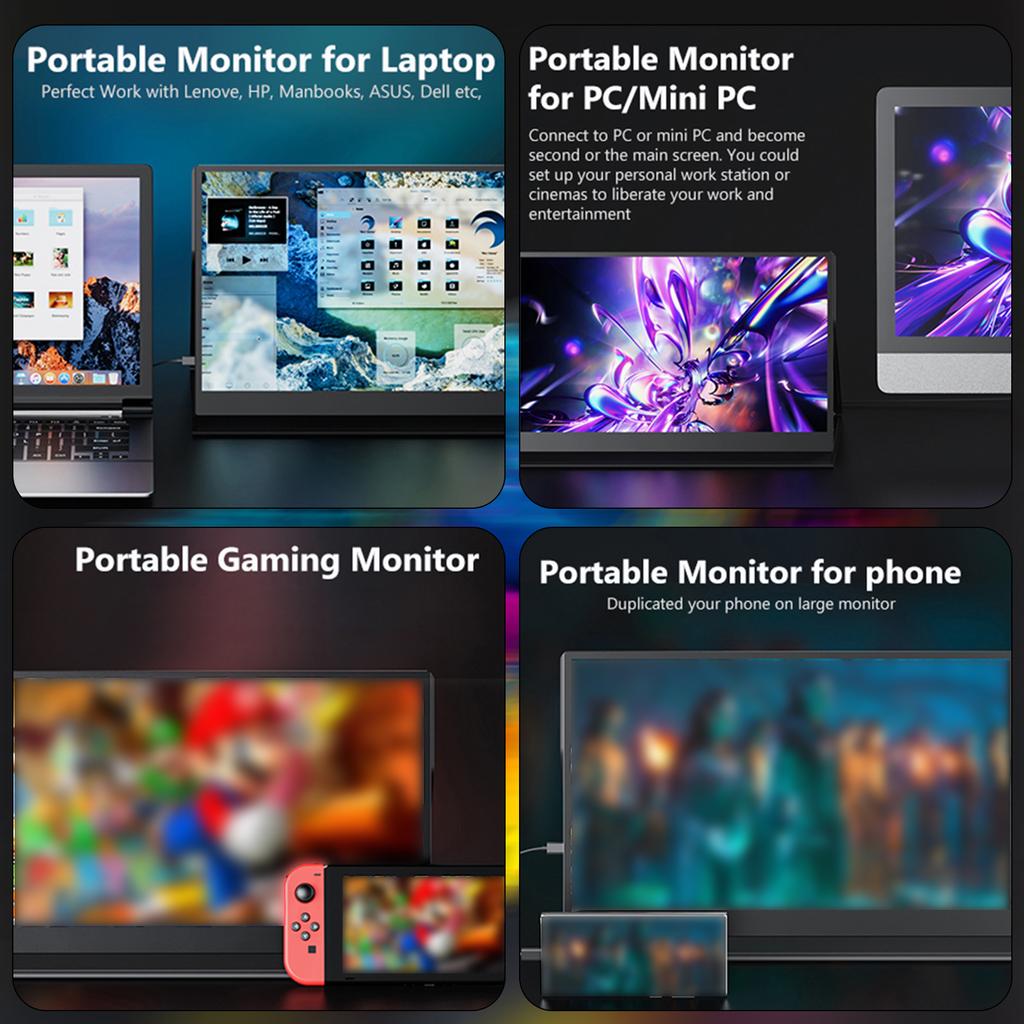 18.5-Inch Portable Monitor 1080P   Screen External Display Extended Monitor Compatible with  CelsiusPS4CelsiusXBOX   Rate 100Hz 100% SRGB