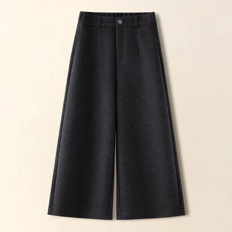 Pants for Women Plus Size Thickened Stretchy Elastic High Waist Long Trousers Solid Colour Fleece Casual Wide Leg Pants