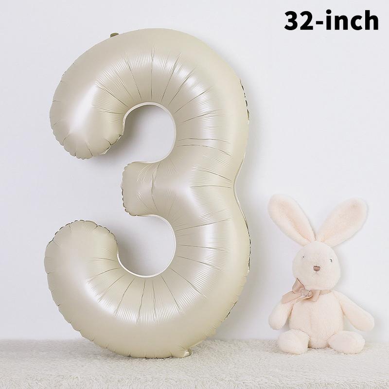1/3/10Pcs Holiday Party Decorations, Baby Birthday Decorations, 32-Inch Individually Wrapped Caramel Cream Number Foil Balloons
