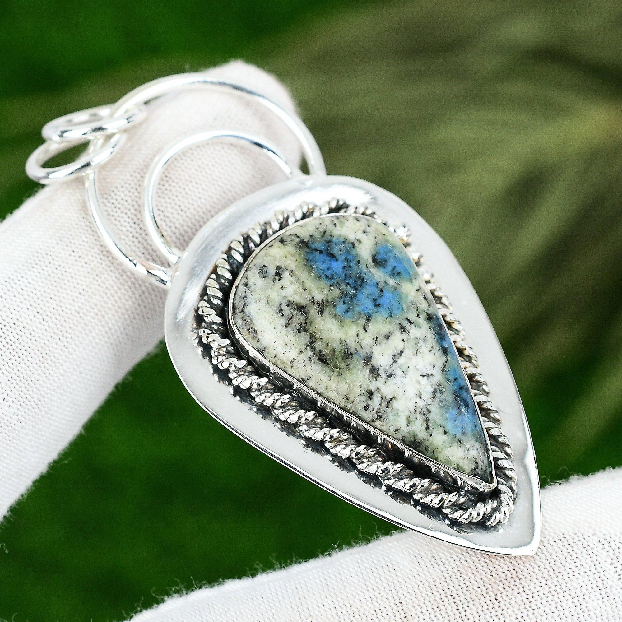 

Friendship Day Deal K2 Jasper Gemstone 925 Sterling Silver Handmade Wife Pendant