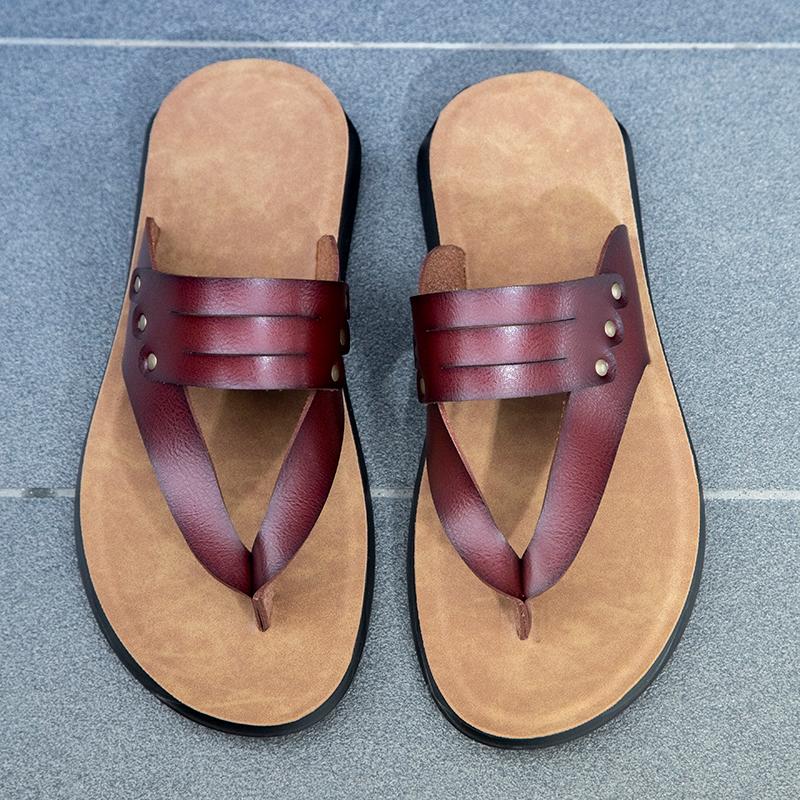Eleganti Pantofole da Uomo in Pelle Suola Antiscivolo Mezza Ciabatta Comode Scarpe Estive Passeggiata Tempo Libero Uomo Sandali Bassi Infradito