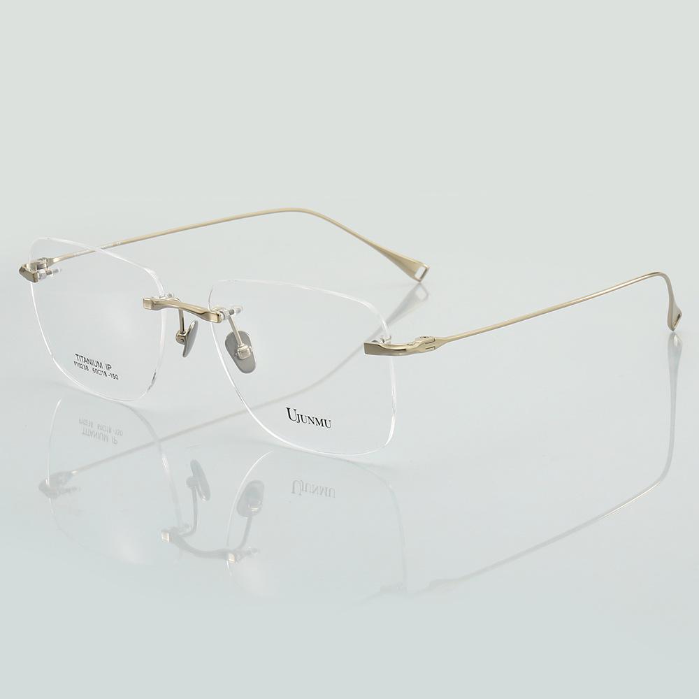 Japanese-Style Rimless Glasses Frame, Ultra-Light Pure Titanium, Large Frame for Myopia, High-Quality Design