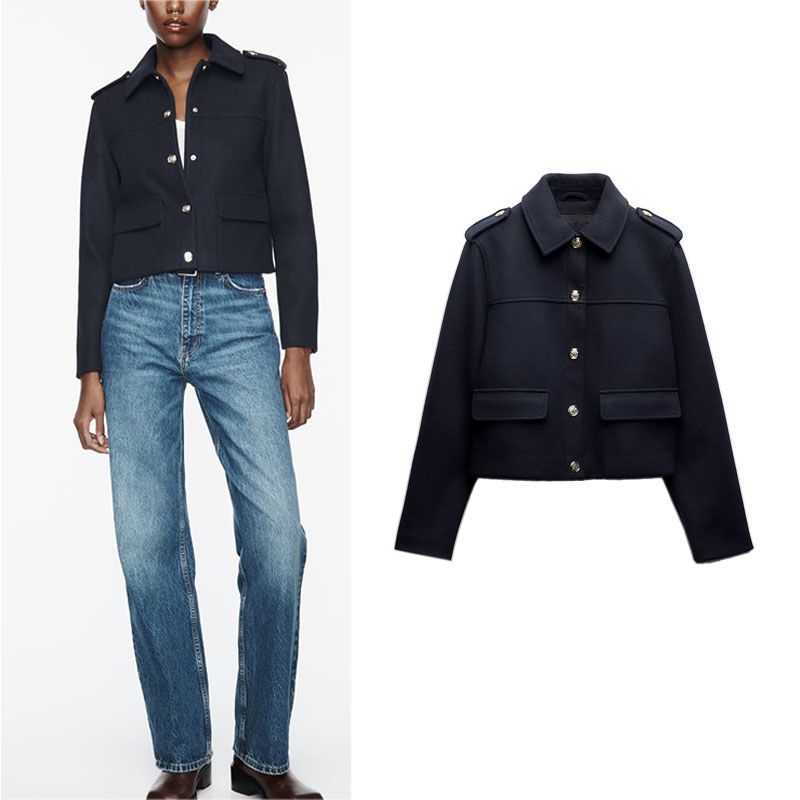 Spring New Arrival Fashion Loose Lapel Long Sleeves Retro Golden Breasted Soft Jacket Outwear 3046258