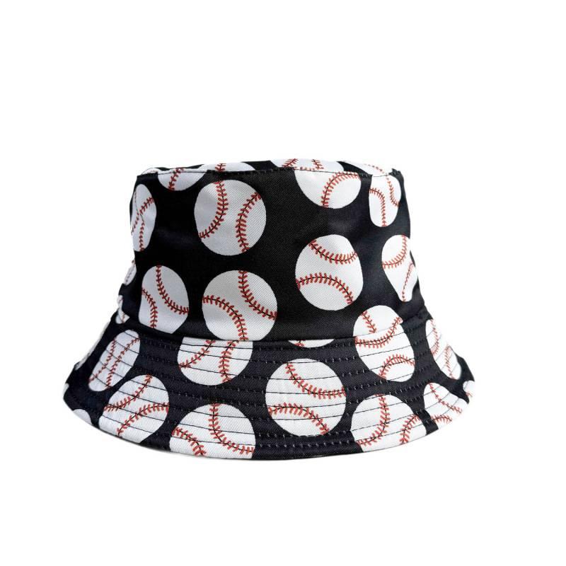 Double-sided baseball printed bucket hat men's and women's sunshade sunscreen basin hat outdoor casual versatile trendy hat