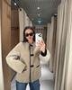 2024 Winter European & American Three-Color Leather-Fur Round Neck Long-Sleeve Plush Coat