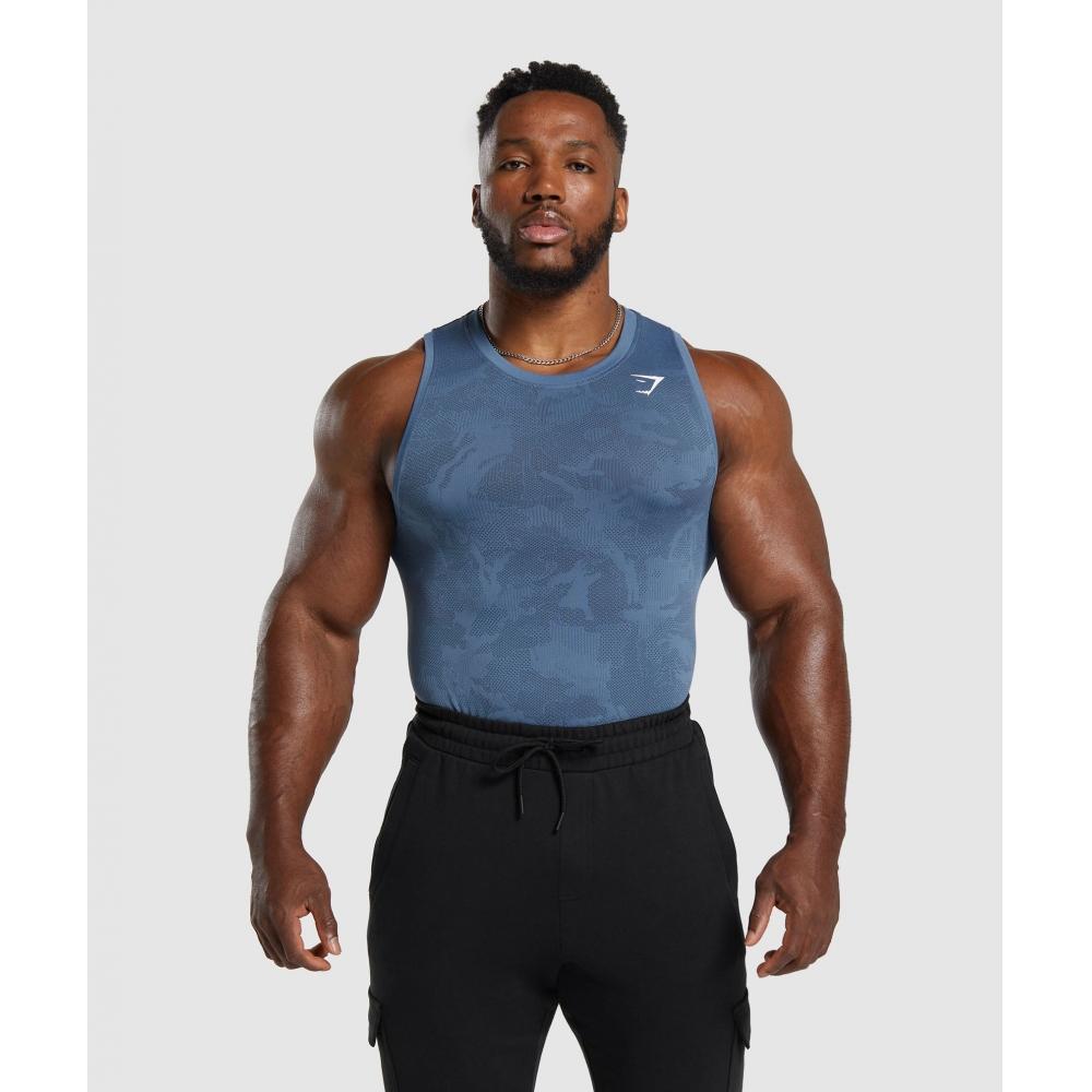 

GYMSHARK Geo Seamless Tank Faded Blue Titanium Blue A6A3K UCMZ XS