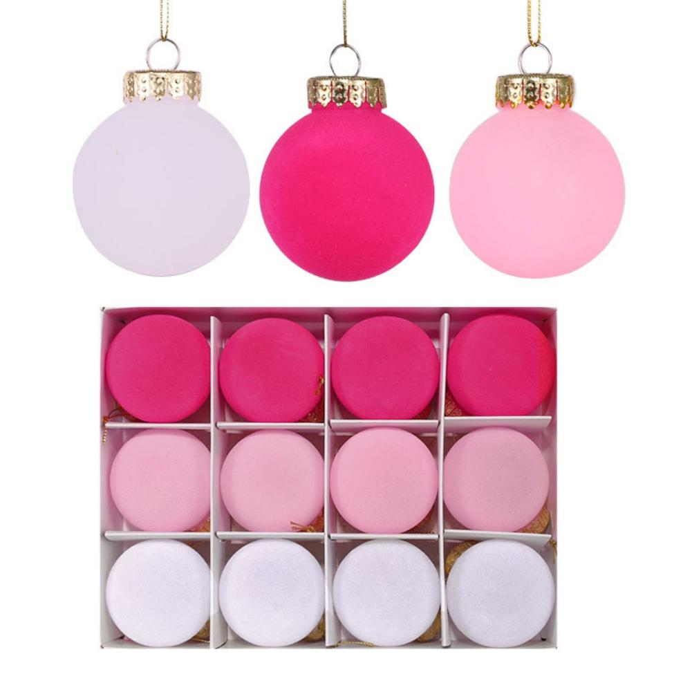 12pcs Velvet Christmas Balls Bulk Flocked Christmas Tree Ball Ornaments Plastic Balls Xmas Tree Decorative Hanging Ornaments