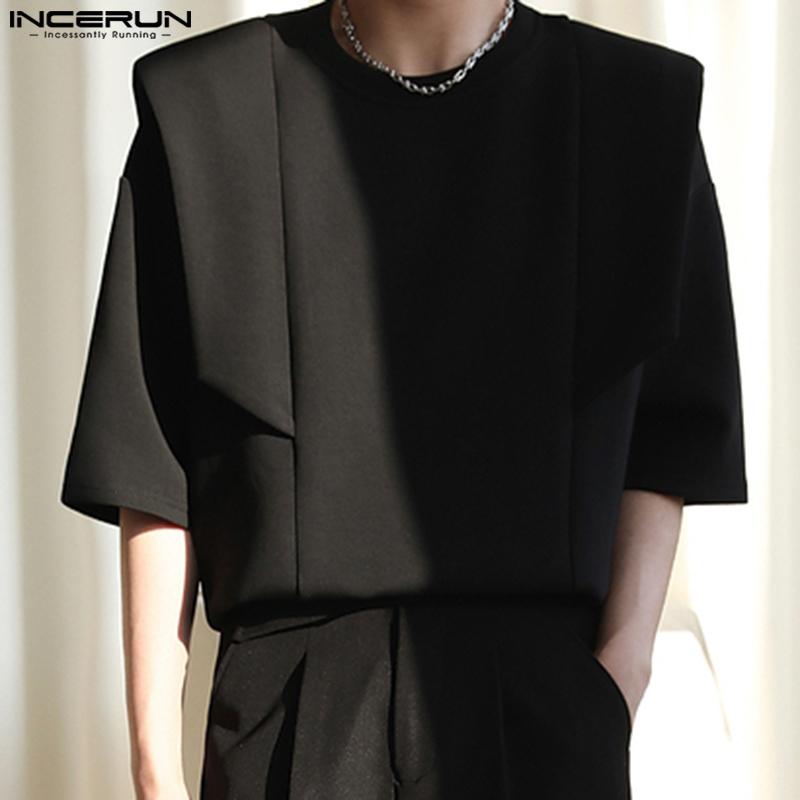 

INCERUN Летние мужские однотонные топы с короткими рукавами