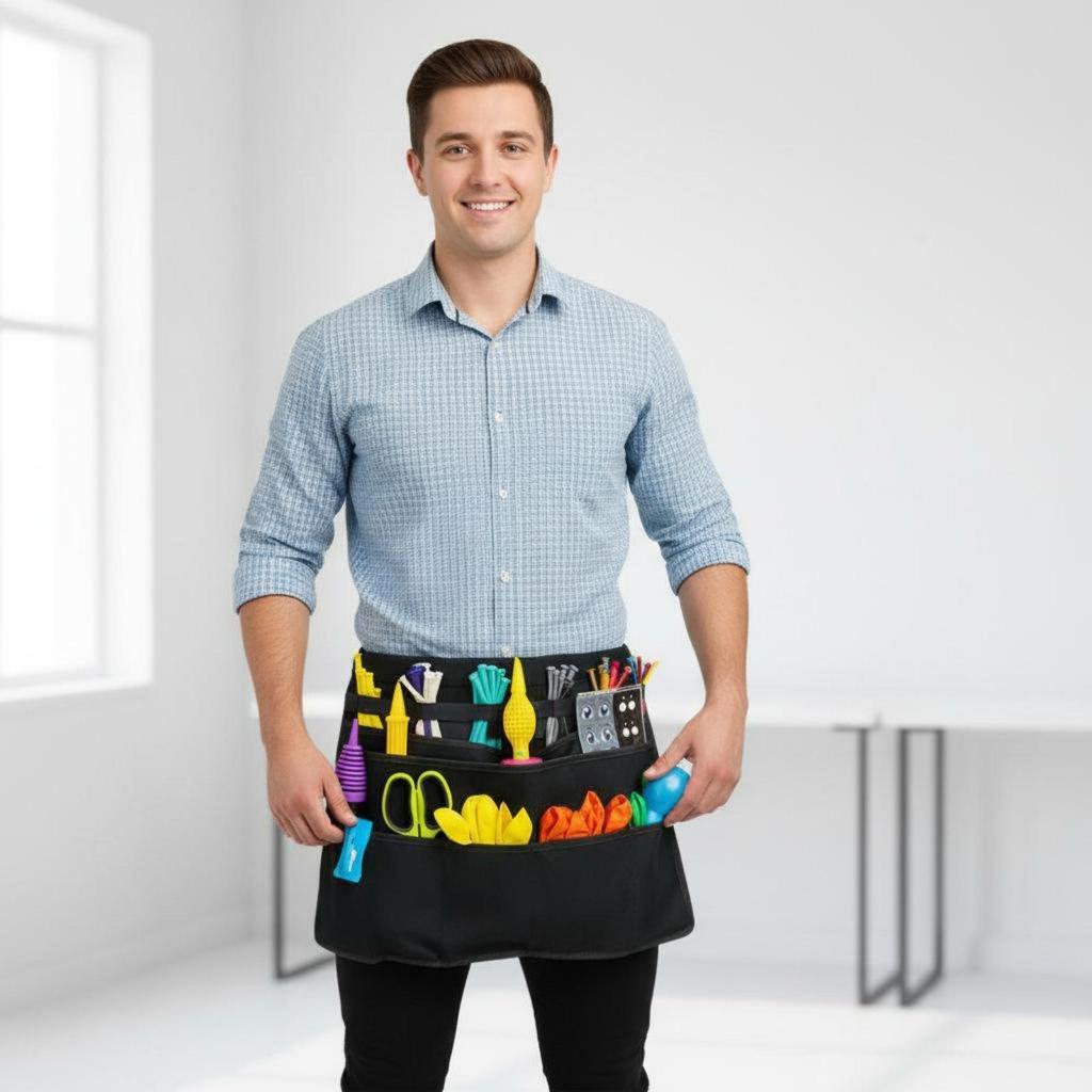 Clown Tool Apron Adjustable Waist Belt Balloon Organizer Material Pouch for