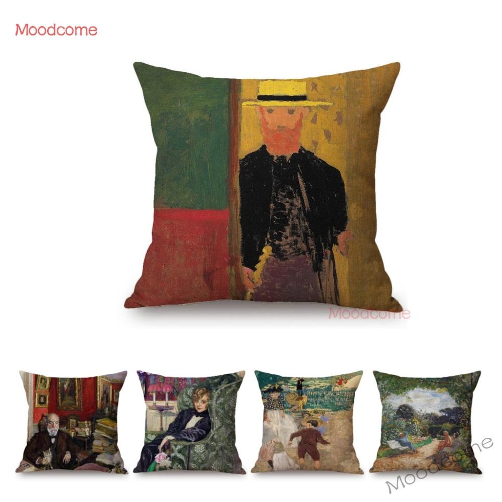 French Painter Edouard Vuillard Abstract Impressionism Home Decorative Oil Painting Sofa Throw Pillow Cases Linen Cushion Cover