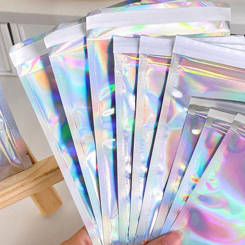 10Pcs Self-Sealing Laser Small Plastic Bags For Jewelry Pouch Jewelry Transparent Display Gift Packaging Storage Bag