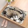 1 cute cat welcome doormat, non-slip and machine washable