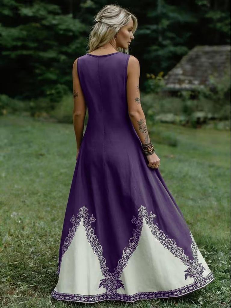 Celtic Renaissance V-neck Sleeveless Summer Dress 2026 - Women's Cross-border Style