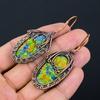 Scoică Abalone Bijuterii Handmade Înfășurate cu Sârmă de Cupru Cercei 2.64 d7r76