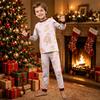 Parent-Child Matching Christmas Print Long Sleeve Neck Loungewear Set with Long Pants