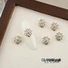 Luxurious Zircon Four-Leaf Clover Nail Art: White K Gold Heart Accessories