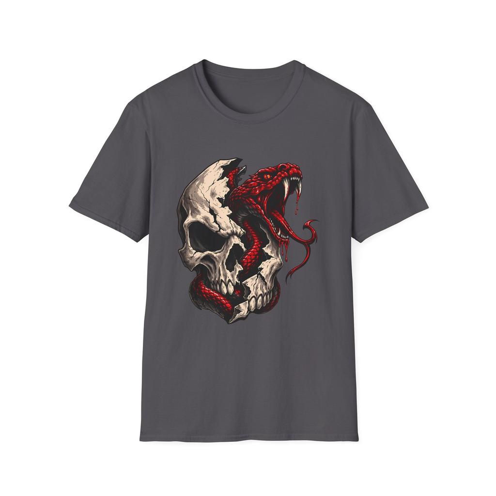 Unisex Softstyle T-Shirt Totenkopf Schlange Gothic Horror Okkult Reptil Tattoo
