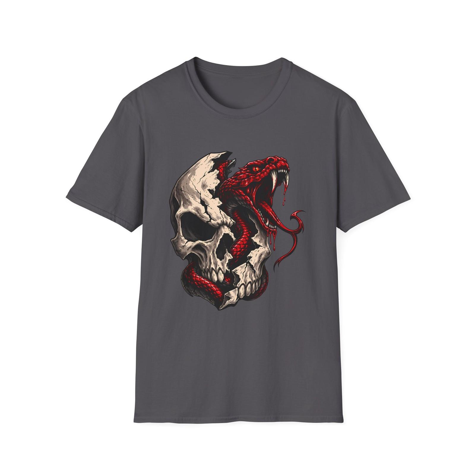 Unisex Softstyle T-Shirt Skull Snake Gothic Horror Occult Reptile Tattoo S