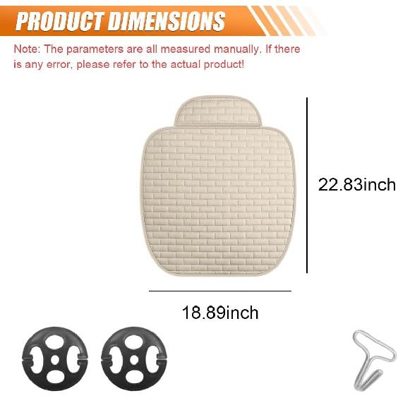 Car Front Seat Cover, Breathable Linen Automotive Seats Cushion, Anti-Slip Vehicle Seat Pad With Storage Pocket, Universal Auto Seats Protection Mat