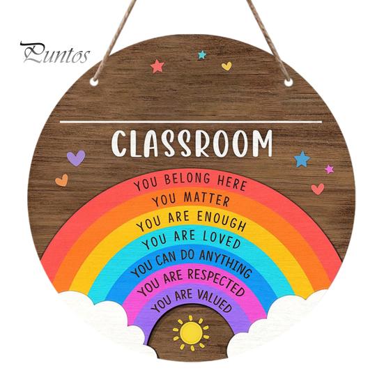 Classroom Decor Sign Wooden Welcome for Door, to Our Round Front Door Hanging Hanger, Sign, Back School Preschool Decoration Hanger