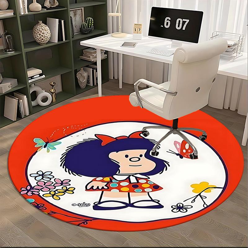Alfombrilla para Silla Mafalda - Alfombra Redonda para Decoración del Hogar, Uso en Oficina, Sala de Estar