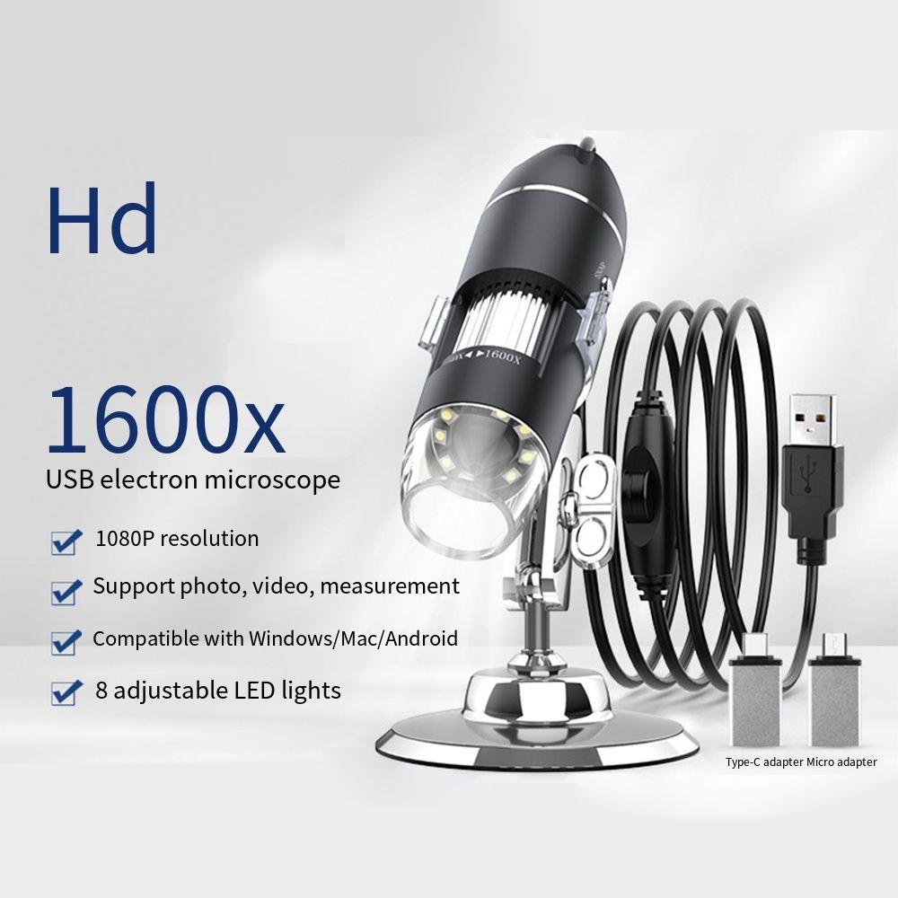 1600X/1000X/500X USB Digital Microscope 3 In 1 LED Magnifier Microscopes  Windows