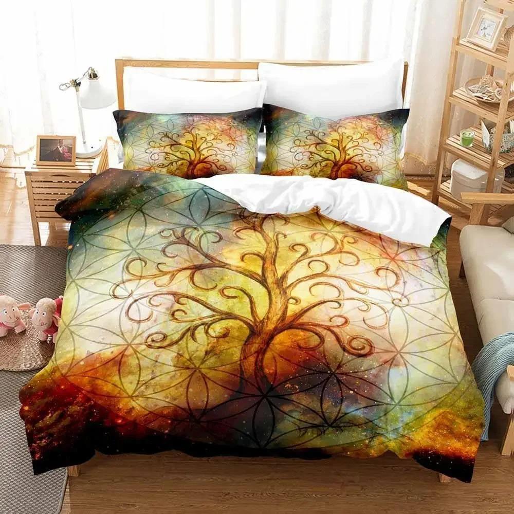 Nytt Yggdrasil Träd Runor sängkläder Set Enkelt Twin Fullt Queen King Size Sängset Vuxen Barn Sovrum Påslakan Set Anime Säng Nytt