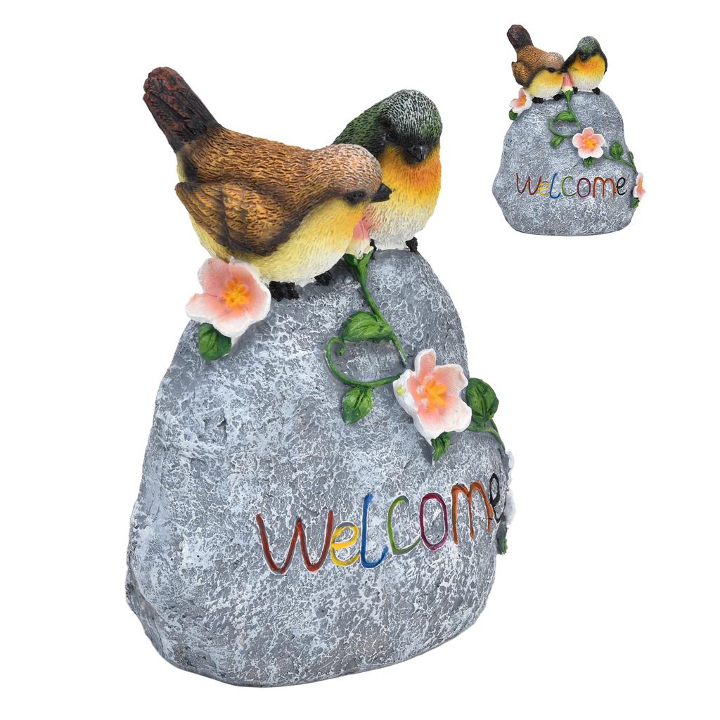 Sculptură Dublu Vrabie Bine Ai Venit Ornament Simulare Drăguț Rășină pentru Exterior Casă Grădină Curte