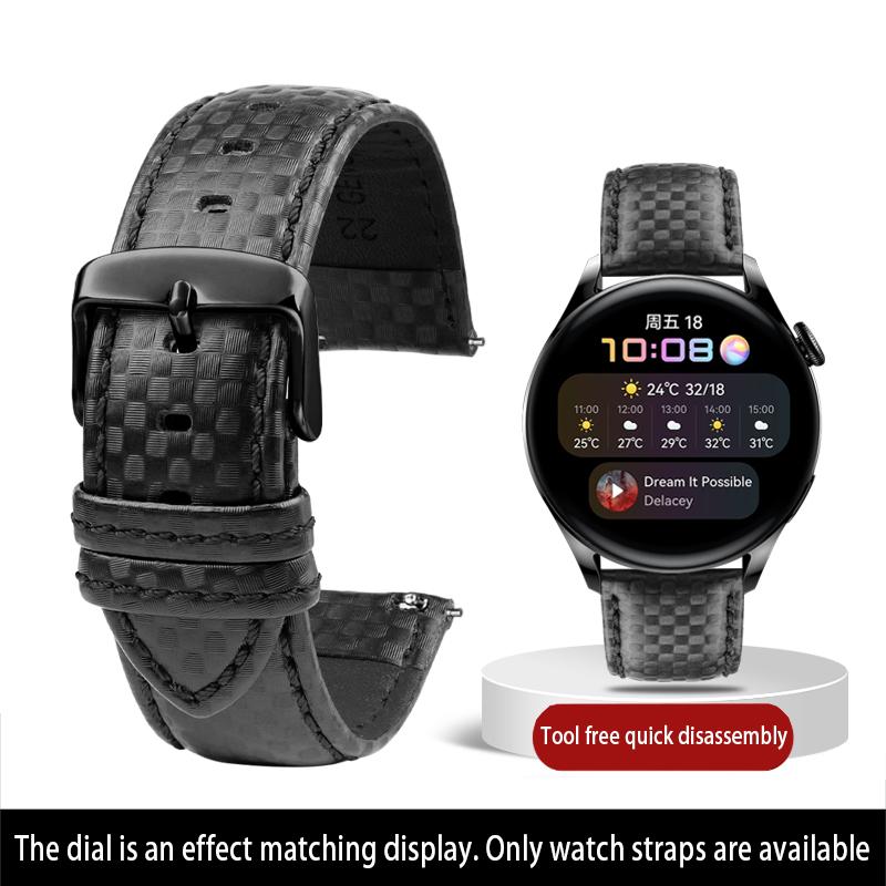 Calfskin strap Bracelet Carbonfiber Grain Watchband 18mm 20mm Red Orange Stitching Watch Band 21mm 22mm 23mm 24mm Watch Strap