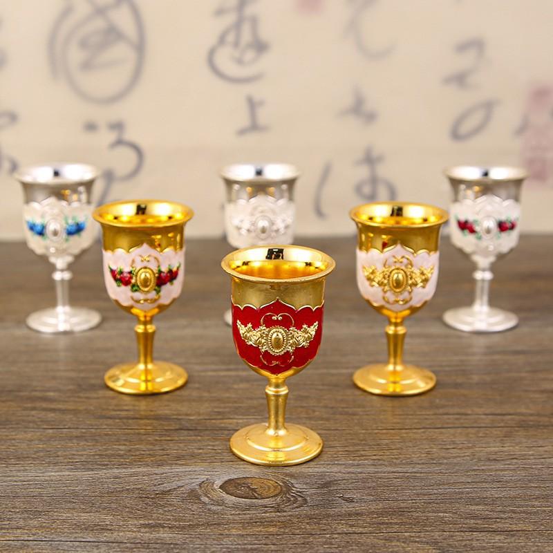 Elegant European Style Zinc Alloy Shot Glass Set Vintage Decorative Drinking Cup Home Bar Whiskey Liqueur