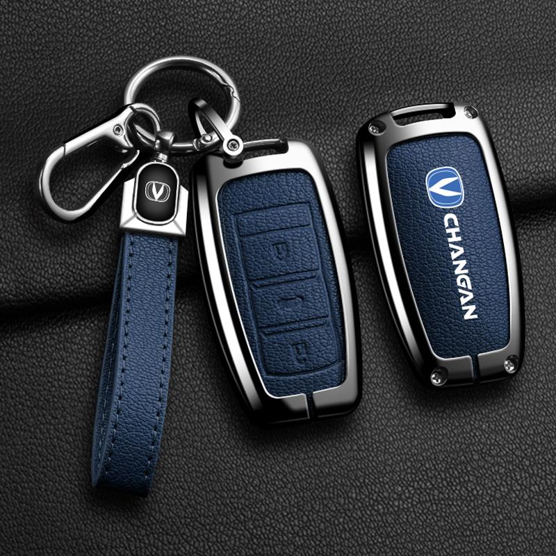 Genuine Leather Auto Key Fob Cover Case Housing Remote Fit For Changan Cs15 Cs35 Cs75 Cx70 Cs95 V3 V5 V7 Eado Raeton New Zinc Alloy Smart Auto