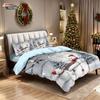 3pcs Merry Christmas Cartoon Snowman Print Coreless Down Duvet Cover Multi Size Bedroom Bedding Holiday Decoration