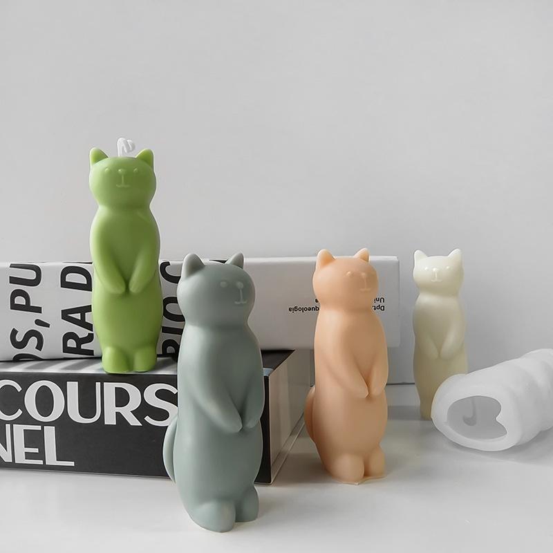 Animacinis 3D Stovintis Kačiukas Aromaterapinė Žvakė Silikoninė Forma Namų Gipsinė Dekoracija PASIDARYK PATS Naminių Gyvūnų Katės Rankdarbių Gamybos Įrankis